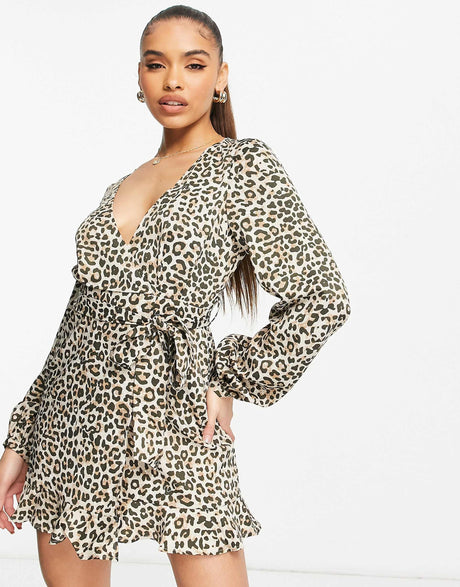 Na-Kd Overlap Mini Dress In Leopard