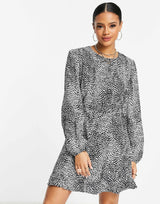 Na-Kd Open Back Mini Dress In Black Polka