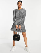 Na-Kd Open Back Mini Dress In Black Polka