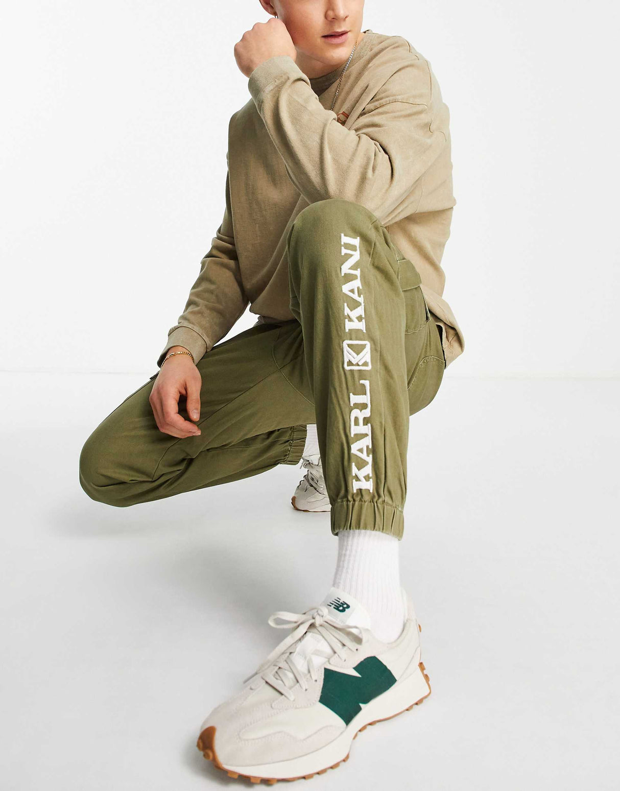 Karl Kani Retro Co-Ord Washed Cargo Trousers In Dark Green
