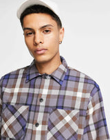 Selected Homme Oversized Check Overshirt In Blue & Beige