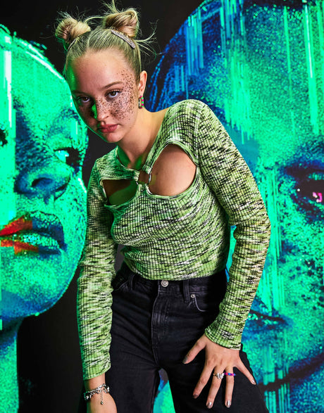 Asos Design Jumper In Space Dye With Ring Detail