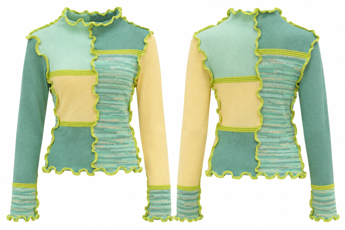 Asos Design Jumper In Patchwork Detail With Contrast Stitch