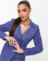 4Th & Reckless Panel Front Open Back Blazer Dress In Blue