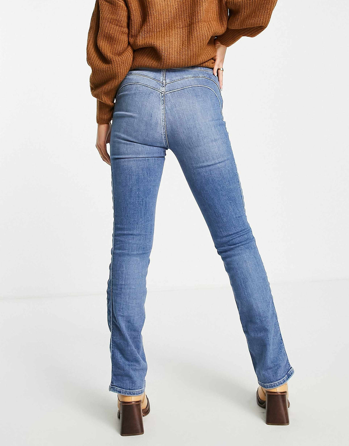 We The Free By Free People Cross My Heart Slim Fit Jeans In Mid Wash Blue