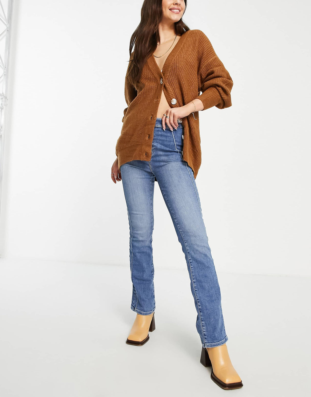 We The Free By Free People Cross My Heart Slim Fit Jeans In Mid Wash Blue