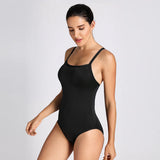 Sleek Solid Elite Training Athletic One Piece Swimsuit - Black