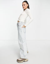 Asyou Ruched Plunge Top In Ecru