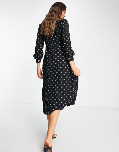 Whistles Izzy Horse Print Large Collar Dress In Black