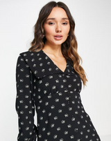 Whistles Izzy Horse Print Large Collar Dress In Black