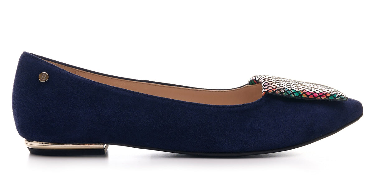 Bosccolo Womens Ballerina - Navy Blue Suede