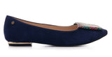 Bosccolo Womens Ballerina - Navy Blue Suede