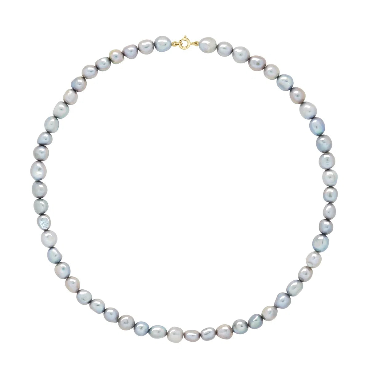 Necklace Baroque Baroque Freshwater Pearl Grey Yellow Gold 6-7mm