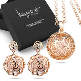 Boxed Spherical Long Necklace and Earrings Set Embellished with SWAROVSKI® Crystals