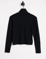 Cotton:On Long Sleeve Roll Neck Top In Black