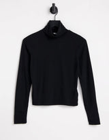 Cotton:On Long Sleeve Roll Neck Top In Black