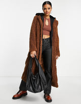 Na-Kd Oversized Teddy Coat In Brown