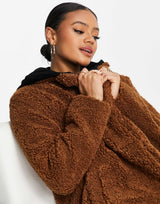 Na-Kd Oversized Teddy Coat In Brown