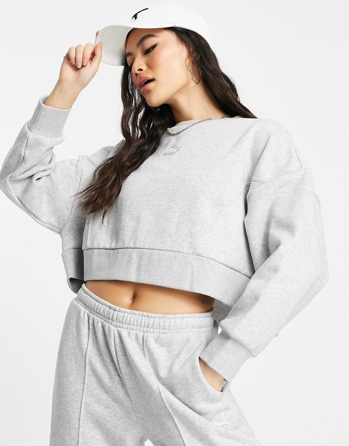 Puma Oversized Boxy Sweatshirt In Grey -