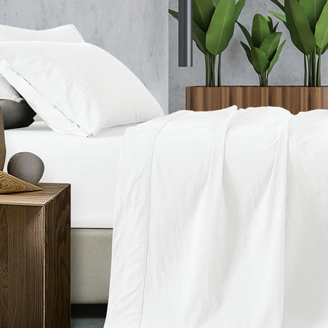 Royal Comfort Vintage Washed 100% Cotton Sheet Set King - White
