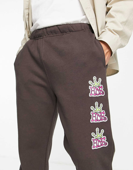Huf Crown Stack Joggers In Brown