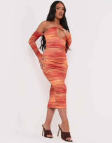 Missyempire X Aaliyah Ceilia Strappy  Back Midi Dress In Orange Tie Dye