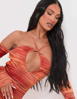 Missyempire X Aaliyah Ceilia Strappy  Back Midi Dress In Orange Tie Dye