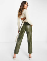 Asos Design Jumper With Tie Back Detail In Stone