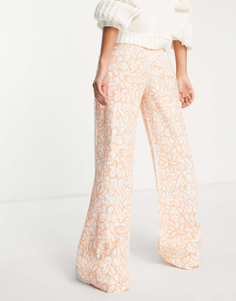 Free People Love So Right Wide Leg Trousers In Peach