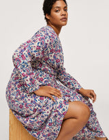 Mango Curve Vintage Floral V Neck Midi Dress In Multi