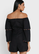 Never Fully Dressed Pom Pom Playsuit In Black