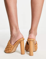 Raid Knottie Mule Heeled Sandals In Beige