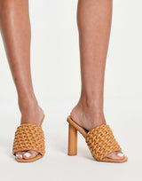 Raid Knottie Mule Heeled Sandals In Beige