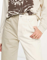 Na-Kd X Josefine Two Tone Straight Leg Jeans In Beige