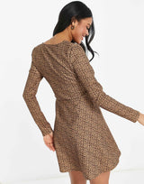 Na-Kd X Pamela Leopard Print Sqaure Neck Mini Dress In Multi