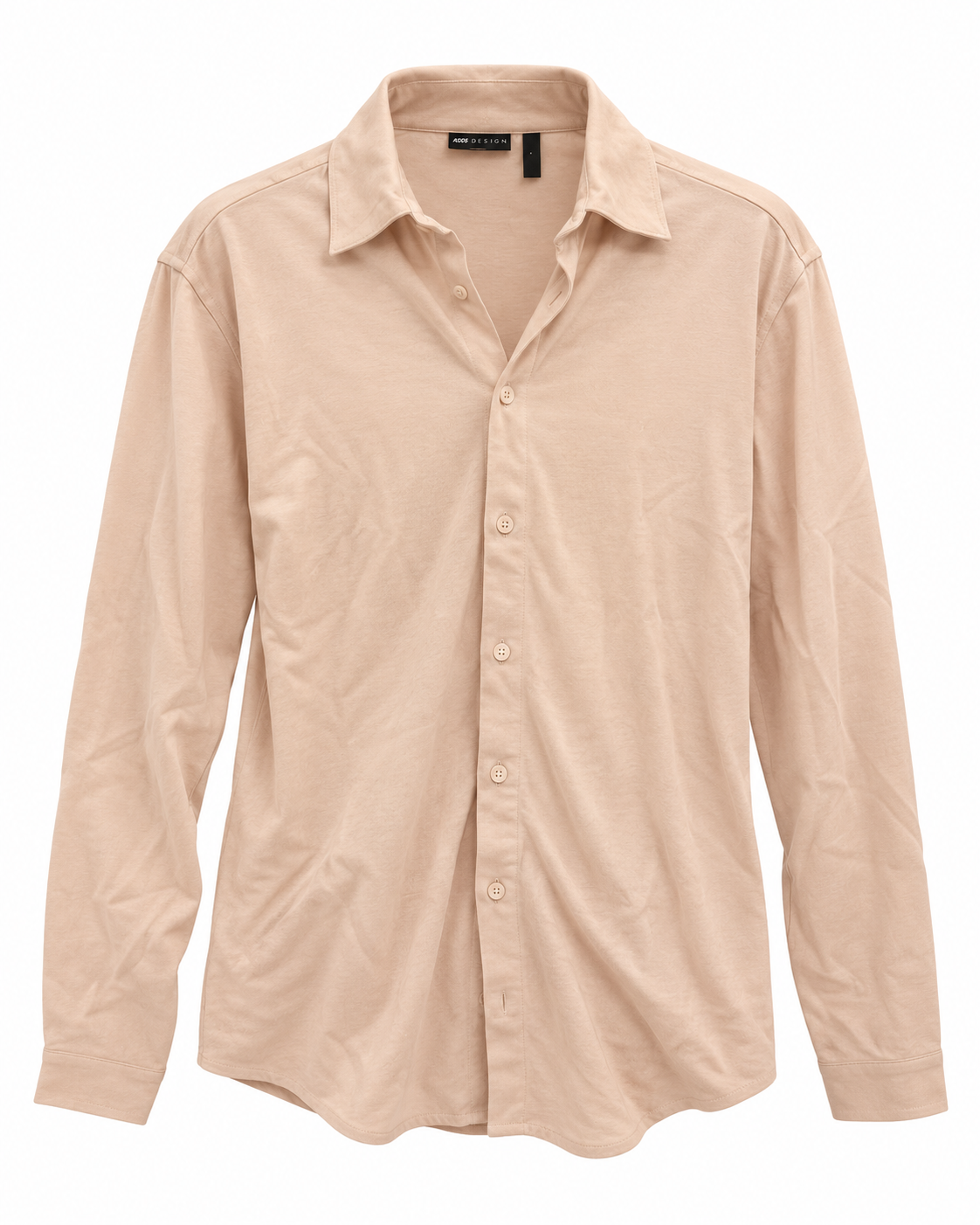 Asos Design Long Sleeve Button Through Jersey Shirt In Beige