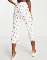 Glamorous High Waisted Straight Leg Jeans In Ditsy Print Denim