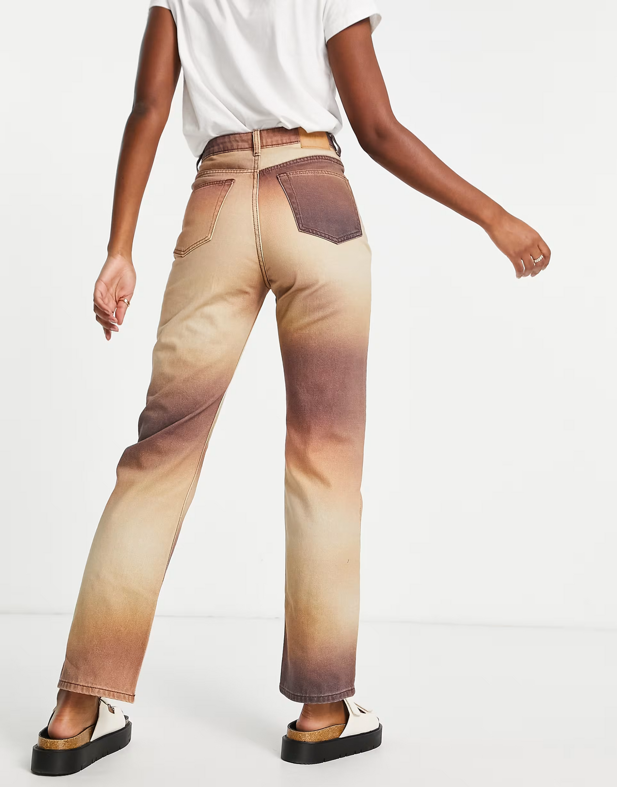 Weekday Rowe  Cotton Blend Autumn Blurred Print Jeans In Brown