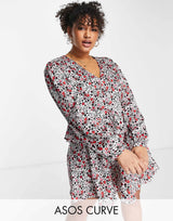 Liquorish Curve Asos Exclusive Valentines Wrap Mini Dress In Allover Print