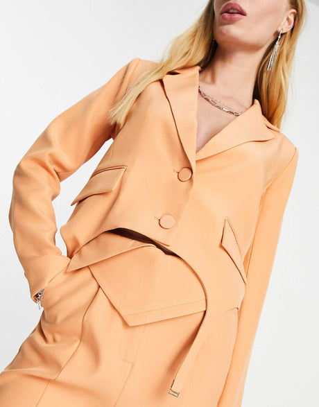 4Th & Reckless Tailored Co Ord Trousers With Overlap Design Detail In Peach