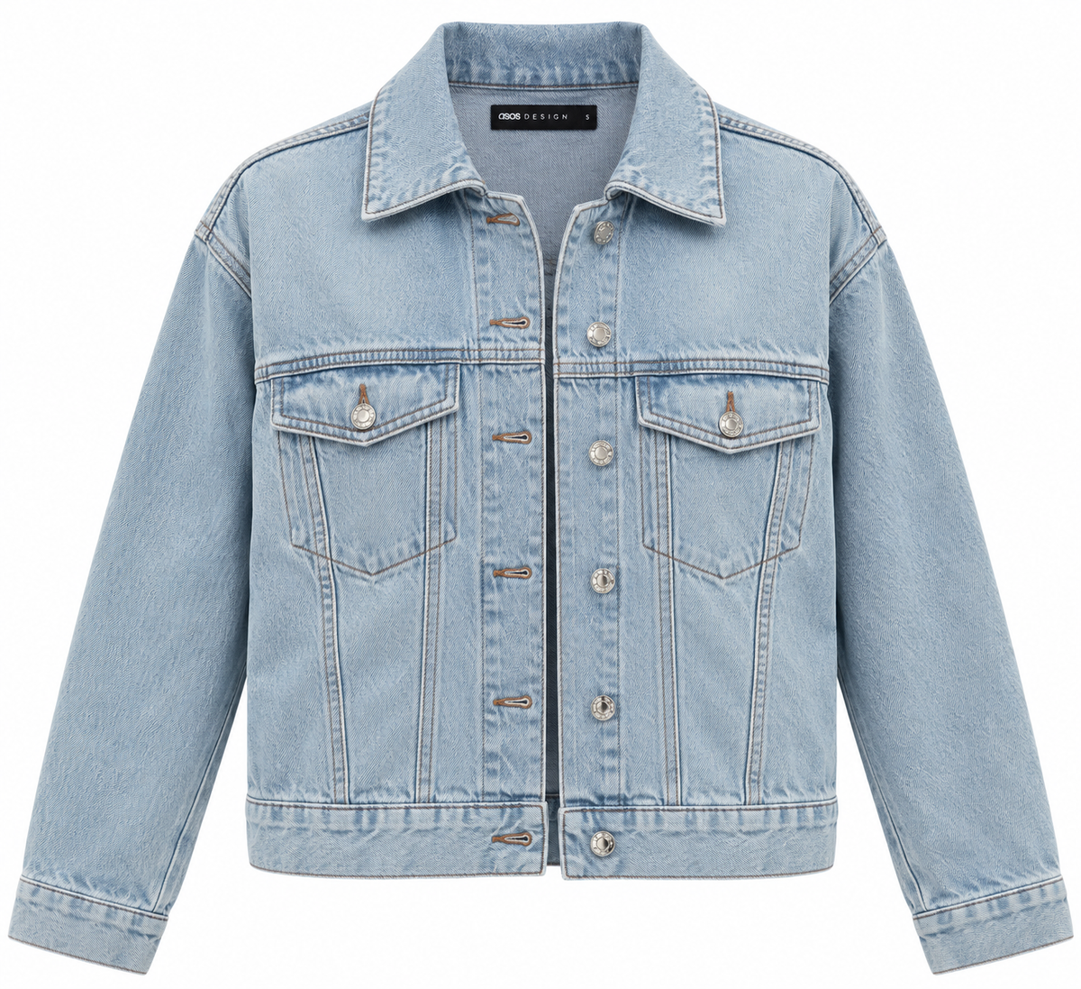 Asos Design Cotton Blend Denim '90'S Jacket In Lightwash