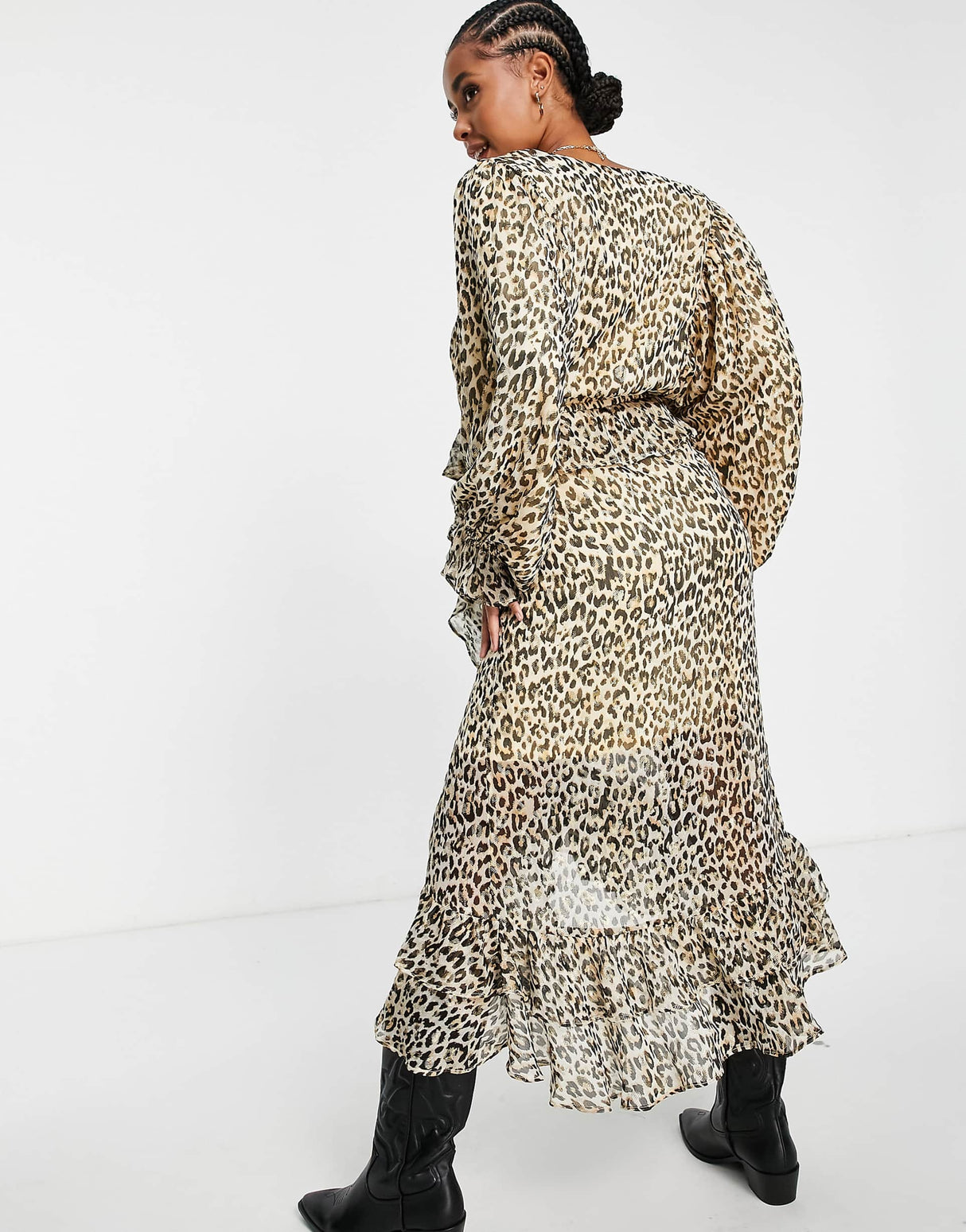 River Island Maternity Leopard Print Wrap Midi Dress In Beige