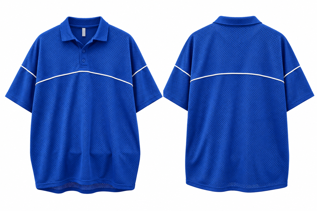 Asos Design Oversized Polo Shirt In Blue Mesh