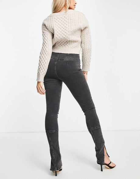 River Island High Waisted Corset Skinny Jeans In Black