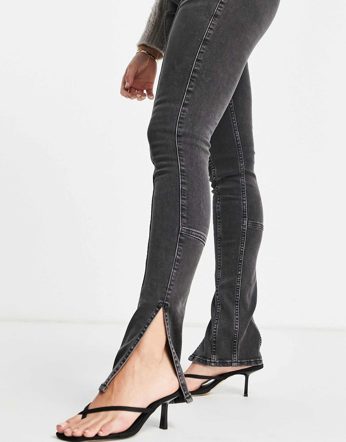 River Island High Waisted Corset Skinny Jeans In Black