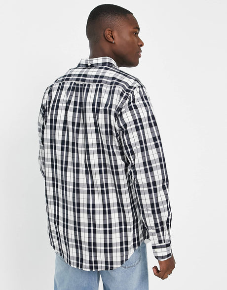 Gant Regular Fit Check Shirt With Small Shield Logo In Black Check