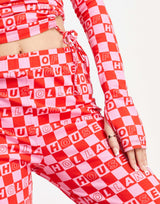 House Of Holland Checkerboard Flared Trouser Co-Ord In Pink