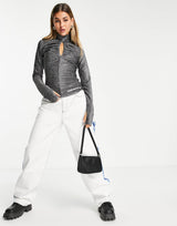 House Of Holland Cut-Out Glittery Top Co-Ord In Black