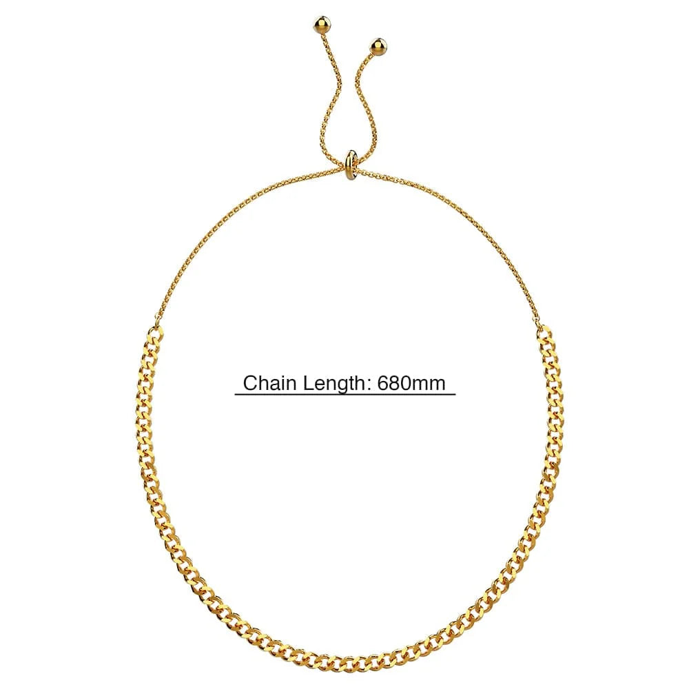 Bullion Gold Medusa Weave Link Gold Chain Slider Necklace