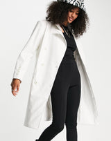 Amy Lynn Formal Pu Trench Coat In Off White